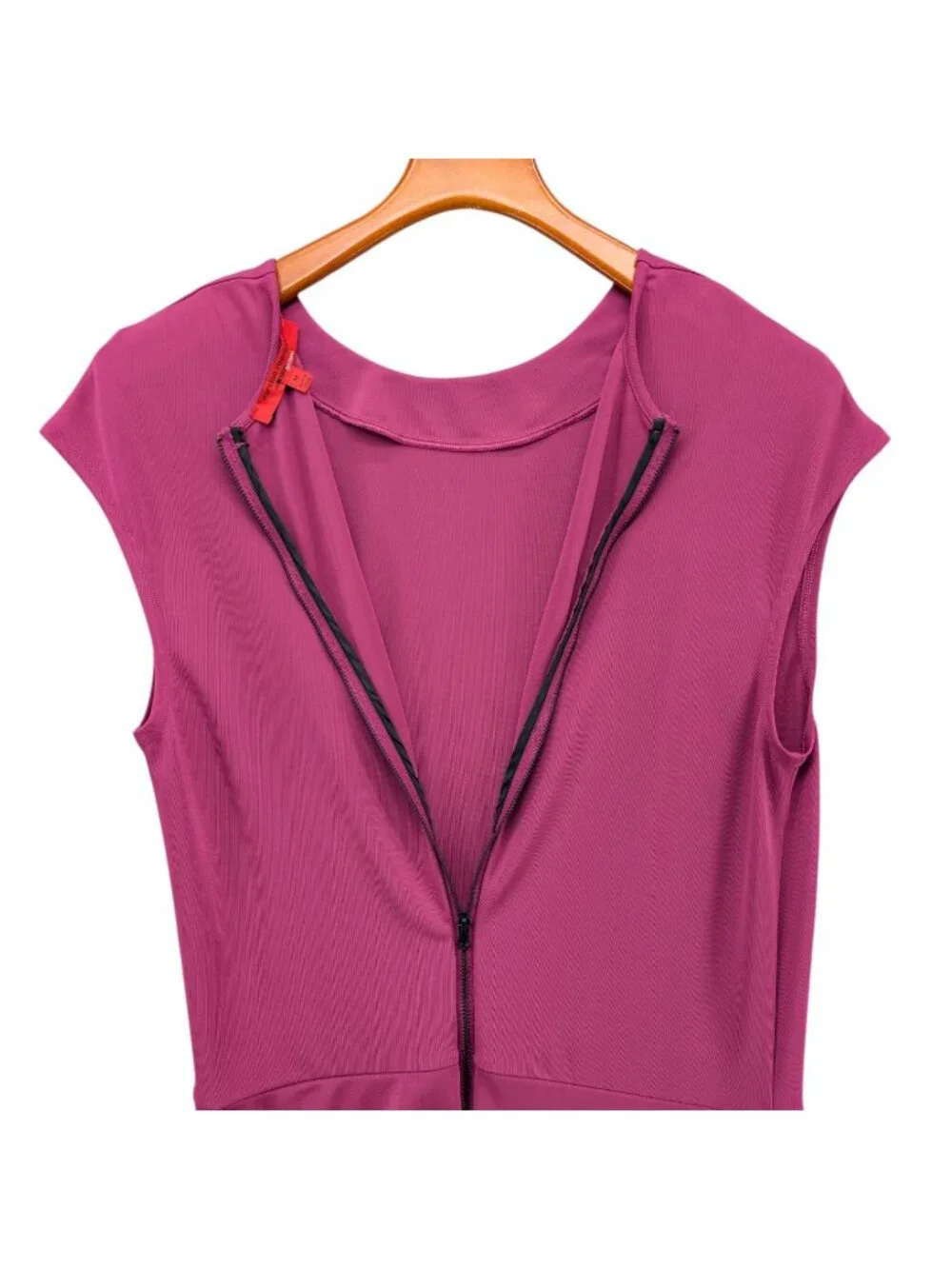 Narciso Rodriguez Drapey Dress Mulberry Burgundy Colorblock Overlay Stretch Sz M